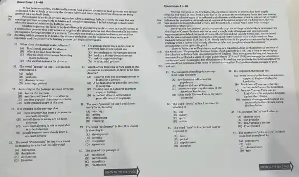 Questions 31-40 Questions 41-50 It has been noted that, traditionally, courts have granted divorces on fault grounds one spouse is decmed to be at