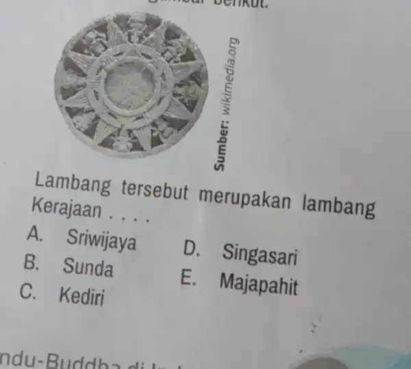 Lambang tersebut merupakan lambang Kerajaan qquad A. Sriwijaya B. Sunda D. Singasari C. Kediri E. Majapahit