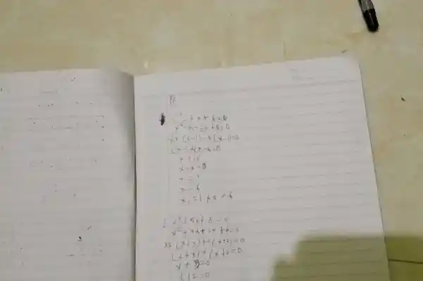 Pe 2-7x+6=0 x^(2)-x-6x+6=0 x+(x-1)-6(x-1)=0 (x-1+(x-6=0 x-1=0 x-6=0 x=1 x=6 x=1 x^(2)+5x+6=0 x^(2)+3x+2x+6=0 xx(x+3)+2(x+3)=0 (x+3)+(x+2=0 x+3)=0 x+2=0