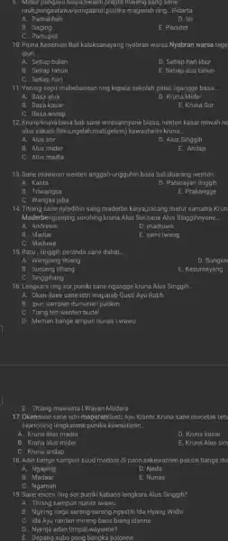 Matur pangayu bagla,swasti prapta majeng sang sane rauh.pangastawa/pangastuti.punika magenah ring... Pidarta A. Pamahbah D. Isi B. Daging E. Pacutet C. Pamuput Pesta Kesenian Bali