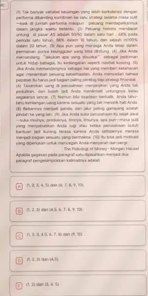 40 (1) Tak banyak variabel keuangan yang lebih berkolerasi dengan performa dibanding komitmen ke satu strategi selama masa sulit -balk di jumlah performa maupun