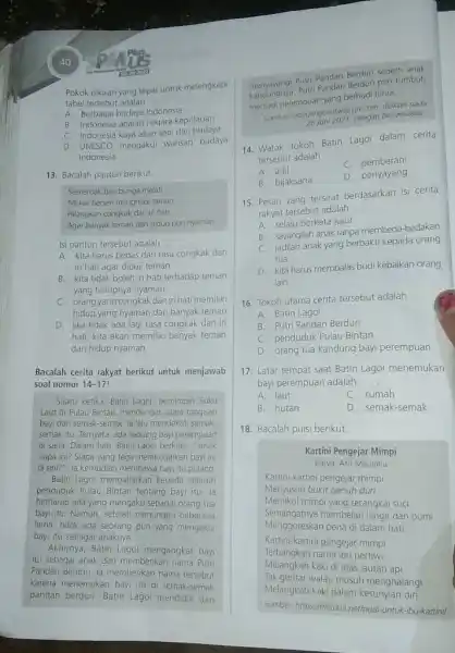 40 Pokok pikiran yang tepat untuk melengkapi tabel tersebut adalah .... A. Berbagai budaya indonesia B. Indonesia adalah negara kepulauan C. Indonesia kaya akan