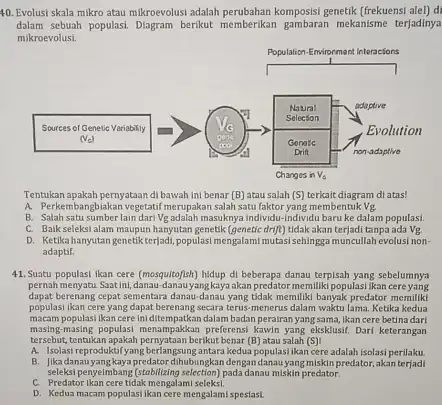 Evolusi skala mikro atau mikroevolusi adalah perubahan komposisi genetik (frekuensi alel) di dalam sebuah populasi. Dlagram berikut memberikan gambaran mekanisme terjadinya mikroevolusi. Population-Environmont interactors