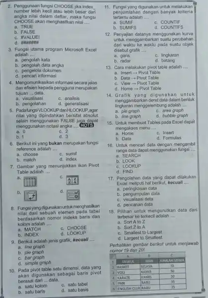 Penggunaan fungsi CHOOSE jika index number lebih kecil atau lebih besar dari angka nilai dalam daftar, maka fungsi CHOOSE akan menghasilkan nilai .... a.