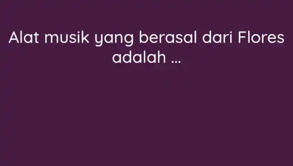 Alat musik yang berasal dari Flores adalah ...