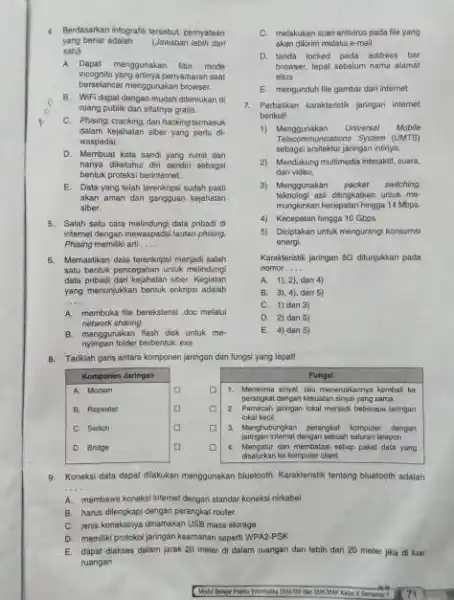 Berdasarkan inlogratik tersebut, permyataan yang benar adalah (Jawabsa lebih dari satih A. Dapat menggunakan fitiur mode incognito yang artinya peryamaran saat berselancar mengqurakan browser.