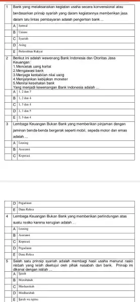 D Pegadaian E Dana Reksa 4 Lembaga Keuangan Bukan Bank yang memberikan perlindungan atas suatu resiko karena kerugian adalah dots . Lembaga Keuangan Bukan