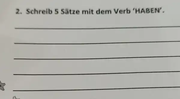 Schreib 5 Sätze mit dem Verb 'HABEN'.