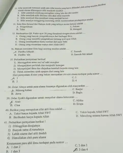 Sifat ananiyah termasuk salah satu sifat tereela yang harus dihindari olch setiap muslim. Berikut adalah alasan dilarangnya sifat ananiyah tersebut ... A Sifat ananlyah