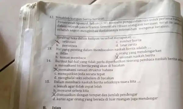 Simaklah kutipan berita berikut! Pemerintah Spanyol, Selasa (3/6), memulai penggantian raja untuk pertama kaliny? dalam sejarah pasca Franco. Sementara ribuan orang anti kerajaan turun