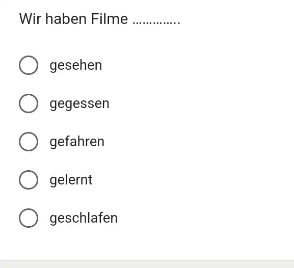 Wir haben Filme gesehen gegessen gefahren gelernt geschlafen