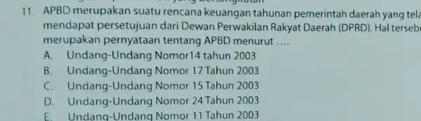 APBD merupakan suatu rencana keuangan tahunan pemerintah daerah yang tela mendapat persetujuan dari Dewan Perwakilan Rakyat Daerah (DPRD). Hal terseb merupakan pernyataan tentang APBD