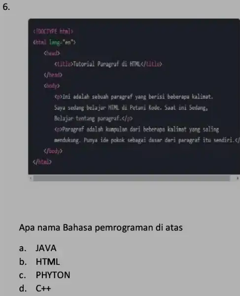 cioretrpe hitnly (htal lang="en"s 〈heads StiklesTutorial Paragraf di HTM</title> <hean stosty? <p)Ini adalah sebuah paragraf yang berisi beberapa kalinat. Saya sedarg belajar hirle di