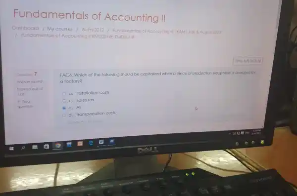 Fundamentals of Accounting II Dashboard / My courses / AcFn-2012 / Fundamentals of Accounting Il: EXAMI July & August 2023 / Fundamentals of Accounting