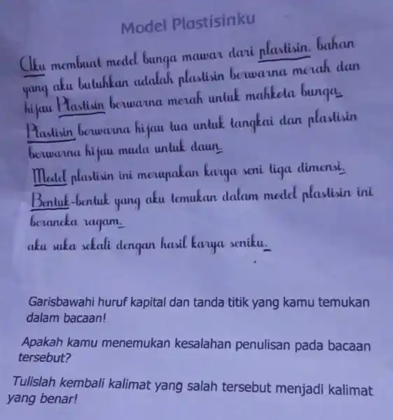 Model Plastisinku Aku membuat model bunga mawar dari plastisin. bahan yony aku butulikan cudalah plastisin be warna morah dan hijau Plastisin berwarna merah unluk