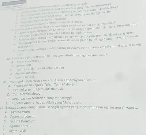 A. Nay nernaha membett maat kepada Scsi yand telah mem tawaran di sekolahny D. Angel dan Yolan selalu bermusuhan Pak Narkus engeran bectamu ke