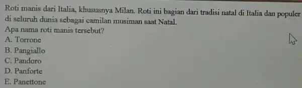 Roti manis dari Italia, khususnya Milan. Roti ini bagian dari tradisi natal di Italia dan populer di seluruh dunia sebagai camilan musiman saat Natal.