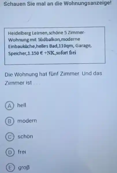 Schauen Sie mal an die Wohnungsanzeige! Heidelberg Leimen,schōne 5 Zimmer- Wohnung mit Sūdbalkon, moderne Einbauküche, helles Bad,110qm, Garage, Speicher,1.150 €+NK , sofort frei Die