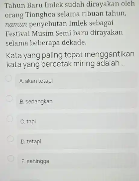 Tahun Baru Imlek sudah dirayakan oleh orang Tionghoa selama ribuan tahun, namun penyebutan Imlek sebagai Festival Musim Semi baru dirayakan selama beberapa dekade. Kata