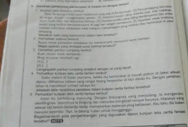 A. Jewoblah pertanyas pertanyaan di bewah ini dengan benart shut, buak, ikan, dan kebutuhan lainnya. (4) Deretan perahu yang saling berdempetan dan aneka Jualan