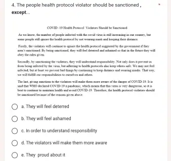 The people health protocol violator should be sanctioned, except. As we know, the rumber of people infected with the covid viru in atill increaina