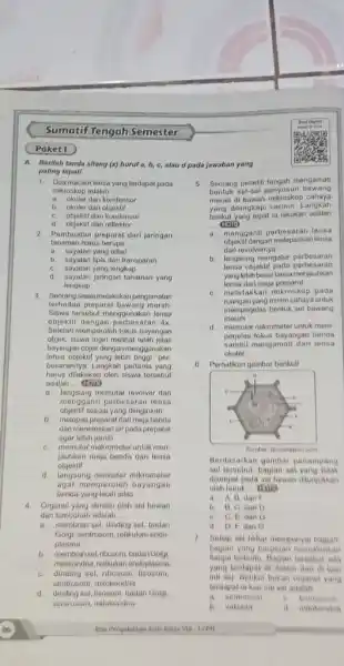 Sumatif Tengah Semester Paket I A. Berilah tanda silang (x) hurut a,b , c, atau d pada Jawaban yang paling tepatf 1 Dua macam