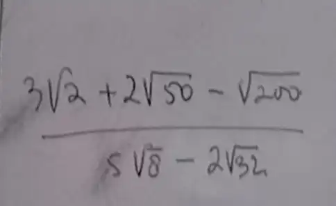 (3sqrt (2)+2sqrt (50)-sqrt (200))/(sqrt (8)sqrt (8)-2sqrt (32))