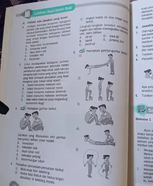 Latihan Soal Akhir Bab A A. Pilihlah satu jawaban yang benar. A. Pilihan beberapi, komponen keberhatan terkait dengan kese tidak bak yang/lan, Berikut ini