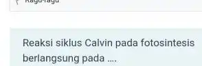 Reaksi siklus Calvin pada fotosintesis berlangsung pada __