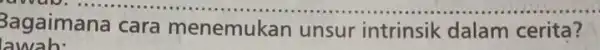 ...................................................................... Bagaimana cara menemukan unsur intrinsik dalam cerita? lawah: