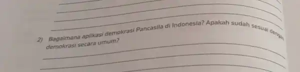 __ demokrasi Pancasila di Indonesia?Apakah sudah sesuai dengan __