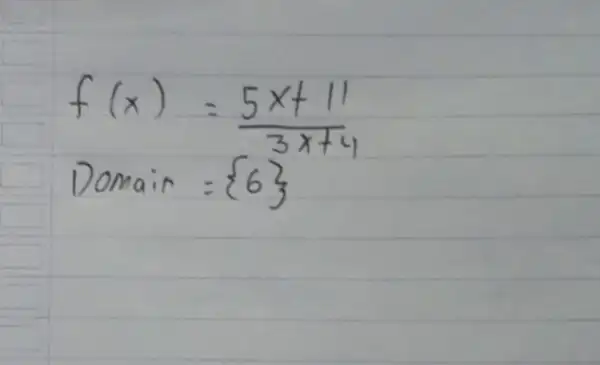 f(x)=(5x+11)/(3x+4) Domain:=663