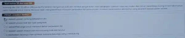 Seorang laki-laki, 30 tahun dibawa ke RSJ karena mengamuk, kulit dan rambut sangat kator. Hosil pengkajian pakaian tidak rapi makan dan minum berantakan, buang