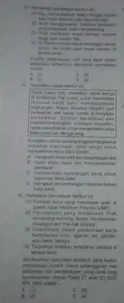 14 Perhatikan berikut inil (1) Nia memantaalkan waktu hingga malam hari saat libur sekolah. (2) And menggunakar fasilitas jembatan penyeberangan saat menyeberang (3)musik volume