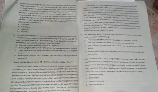 17. Analisis laporan keuangan pada lembaga keuangan adalah hal penting dalam mengevaluasi kinerja keuangan suatu perusahaan atau entitas. Analisis ini melibatkan penllaian komponen laporan