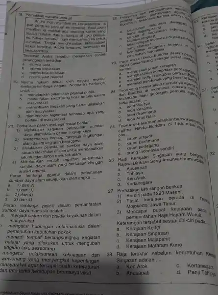 18. Perhatikan wacana berikut! Andra ingin membeli es kesukaannya. la pun pergi ke penjual es tersebut. Saat akan membeli la melihat ada seorang kakek