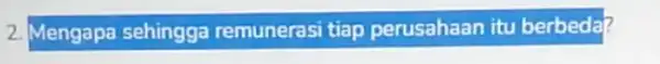 2 Mengapa sehingga remunerasi tiap perusahaan itu berbeda?