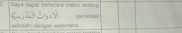 2 Saya dapat berbicara materi tentang (peralatan sekolah) dengan sederhana square square square square