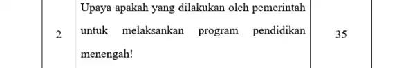 2 Upaya apakah yang dilakukan oleh pemerintah untuk melaksankan program pendidikan menengah! 35