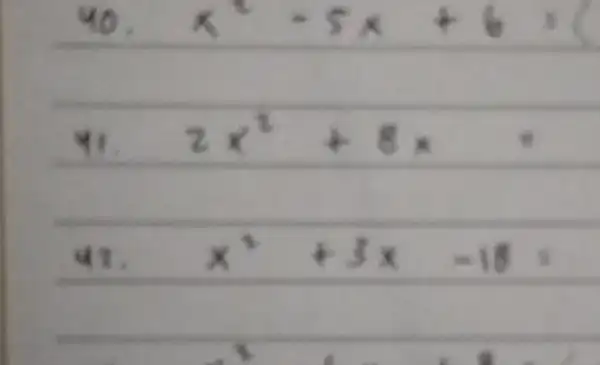 41. 2 x^2+8 x 42. x^2+3 x-18=