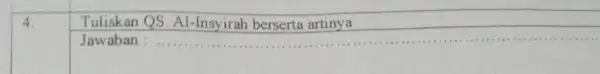 4 Tuliskan QS Al-Insyirah berserta artinya