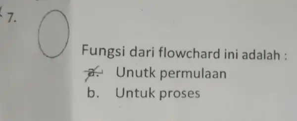 7. square Fungsi dari flowchard ini adalah : a. Unutk permulaan b. Untuk proses