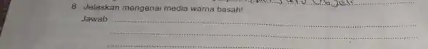 8. Jelaskan mengenai media warna basah! Jawab: __