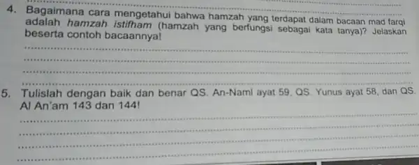 __ adalah hamzah (hamzah yang berfungsi sebagai kata tanya)? Jelaskan terdapat dalam bacaan mad farqi beserta contoh bacaannya! __ . ...................................................................... sussesses . .