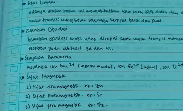 adanya ikatan lagam ini mengakibatk an thik lelen, titic uusur transisi culcup besar seungga ga bersifat keras dan cuat. Bilangan Oksidasi bilangan oksidasi maks