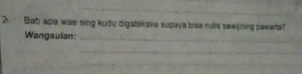 Bab apa wae sing kudu digatekake supaya bisa nulls sawijining pawarta? Wangsulan: __