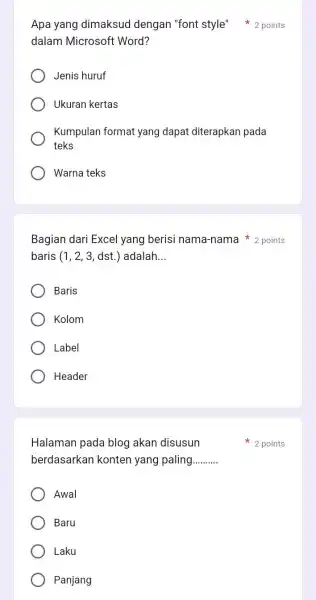 Bagian dari Excel yang berisi nama-nama 2 points baris (1,2,3,dst.) adalah __ Baris Kolom Label Header Halaman pada blog akan disusun berdasarkan konten yang