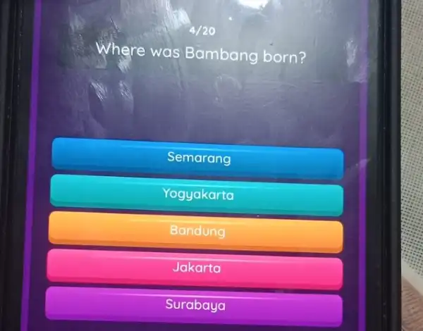 Where was Bambang born? Semarang Yogyakarta Bandung Jakarta Surabaya