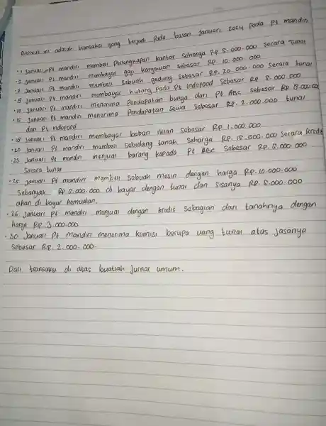 Berikut in transaks - Januar mandir membell Januar mandir Januar anuar lklan harga Rp.3.000.000 20.3.000-000 Sebesar 12.2cdot 000cdot 000 jurnal umum.