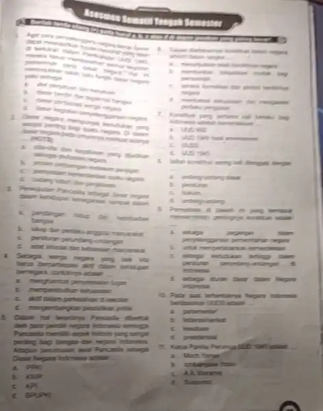 concerts Semester di tertukan dilan you sebaga __ ","options":{"A":" in a. Mat persatuan dien hesefurer c d. dasar 2 Desar nepara mempunya kedudukan sanger